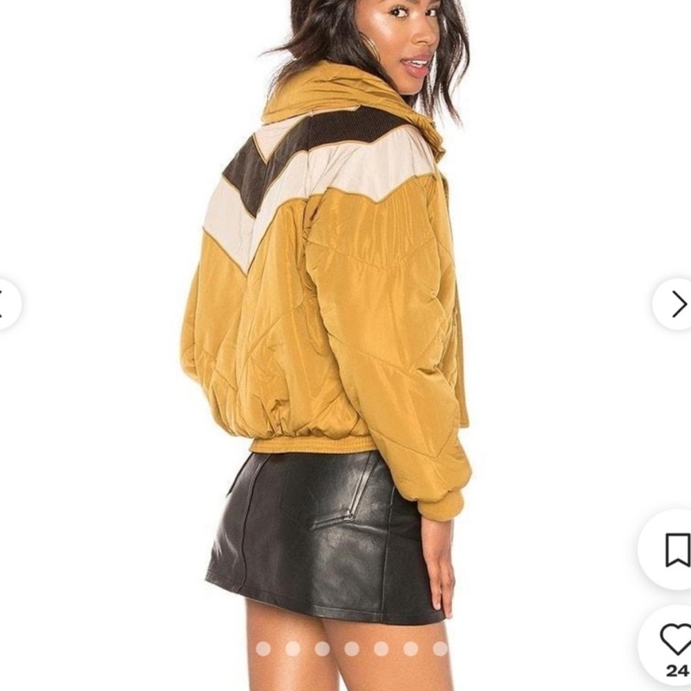 Free People Mustard and Black Puffer Jacket
